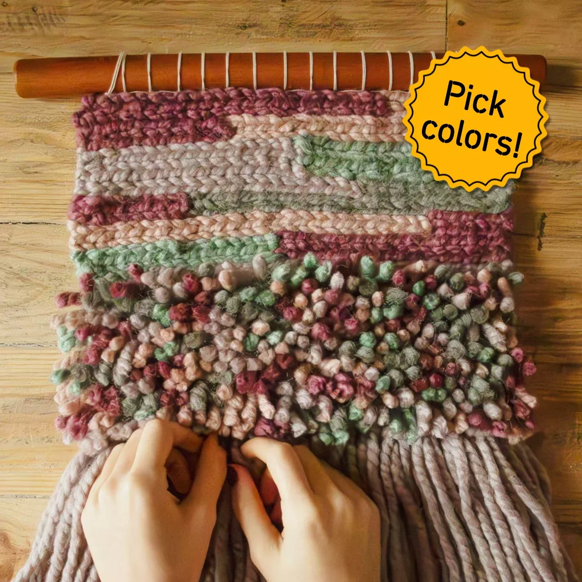 “Blocked” Wall Hanging Weaving Kit – Supplies and WAK Medium loom with Pattern – x Scoutwoven