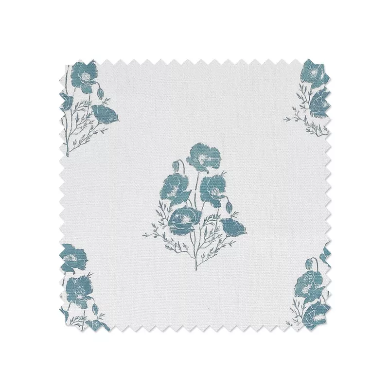 ‘California Poppy’ Linen Fabric by Nathan Turner – Seafoam