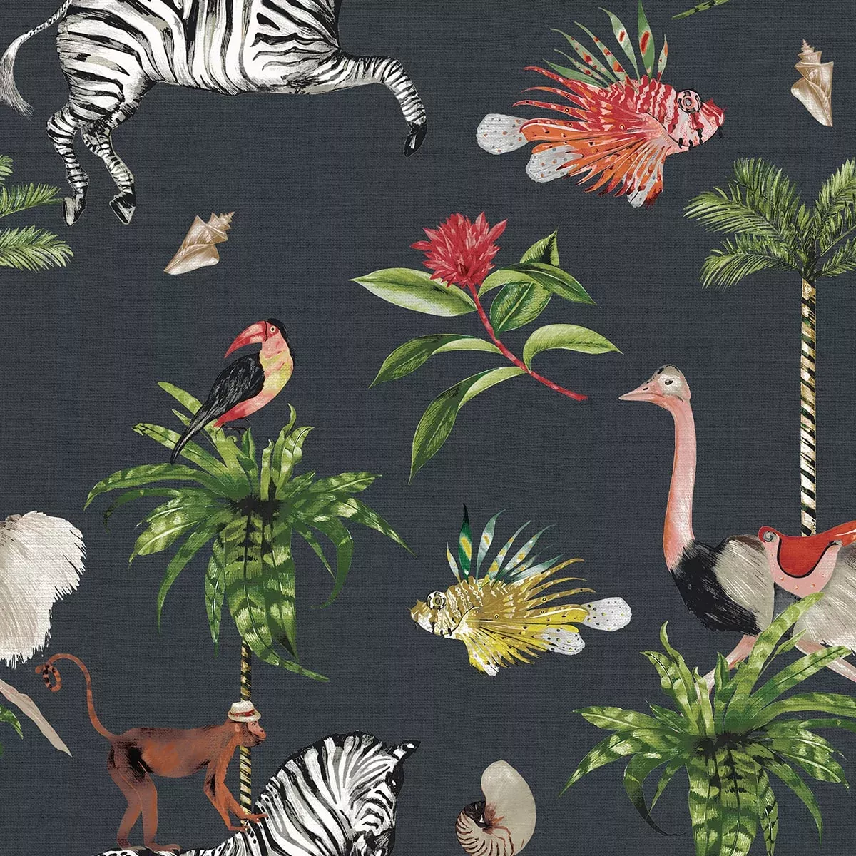 Daisy Bennett Designs West Boulevard Collection Merry Go Round Animal Print Contemporary Grey - DBW2000