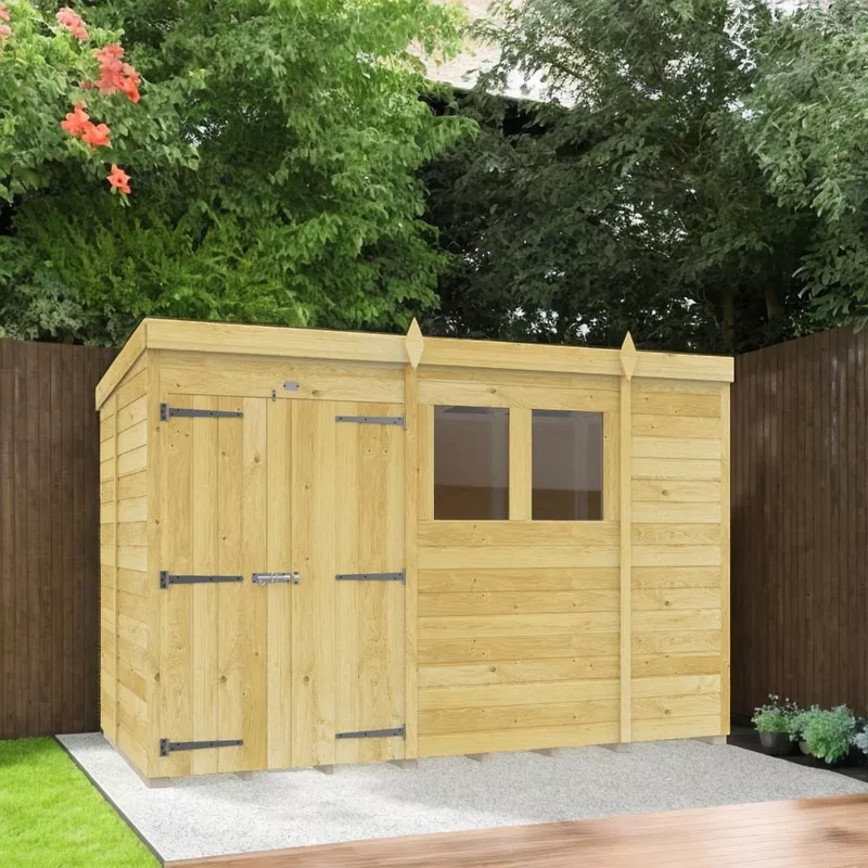 DIY Sheds Pent Shiplap Pressure Treated Double Door Shed – 10 x 5ft