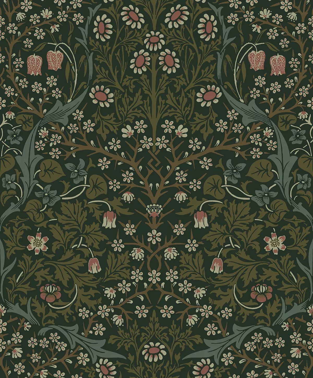 Etten Studios Etten Prepasted Wallcoverings Victorian Garden Floral Prepasted Floral Vintage Green Matte- EP10104