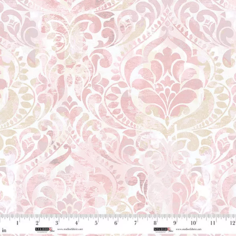 Fabric Studio E Blush You Damask! 118″ Wide Back by the Quarter Yard 8568-12