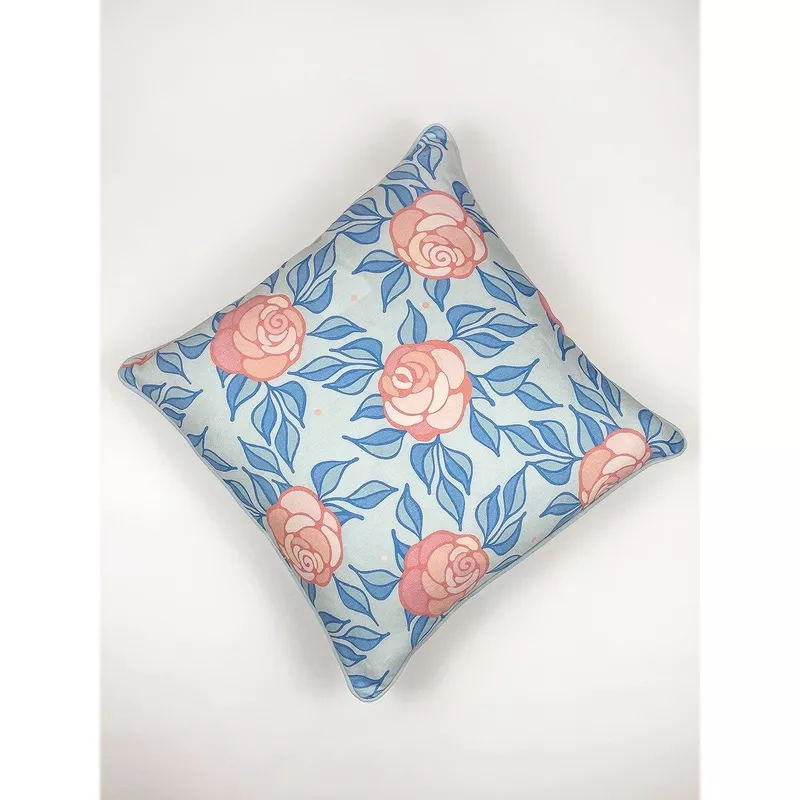 ‘Groovy Floral’ Throw Pillow by Barbie – Baby Blue