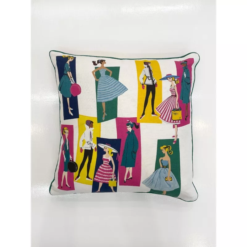 ‘Mod Shapes’ Throw Pillow by Barbie – Emerald Berry