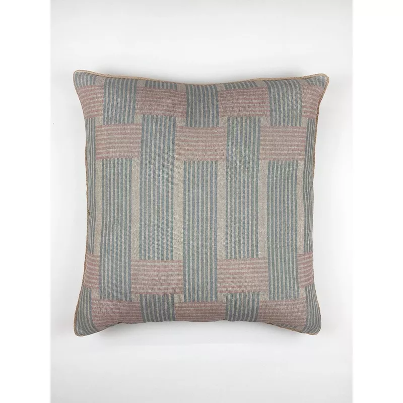 ‘Roman Holiday Woven’ Throw Pillow by Barbie – Baby Blue and Pink