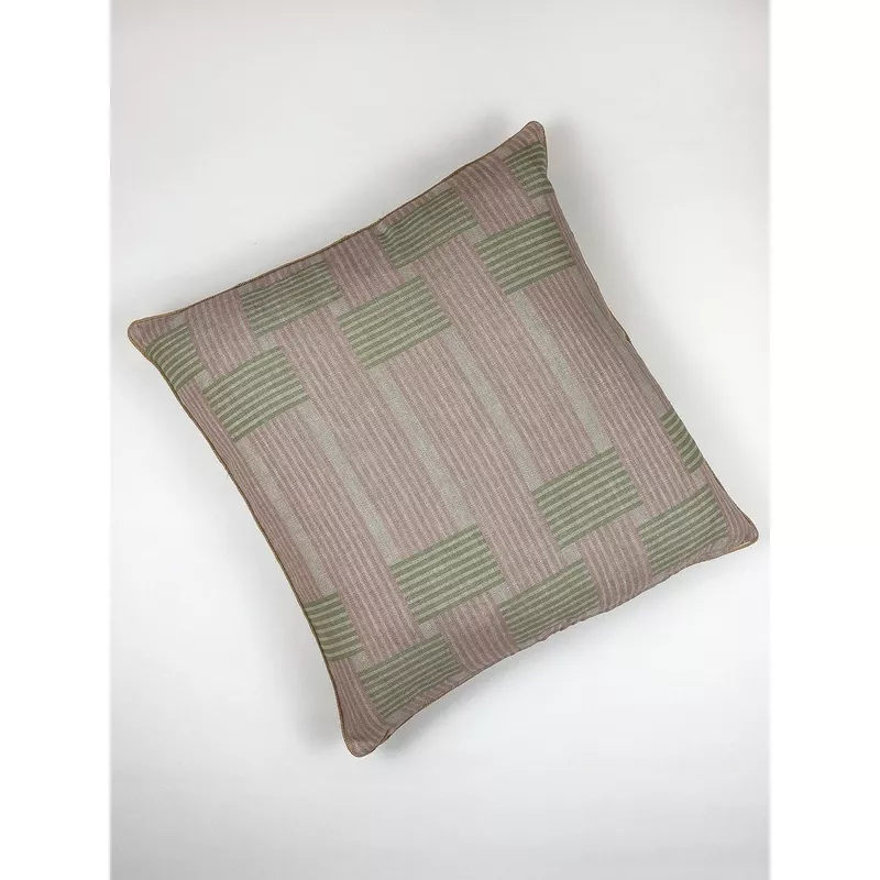 ‘Roman Holiday Woven’ Throw Pillow by Barbie – Pink and Green