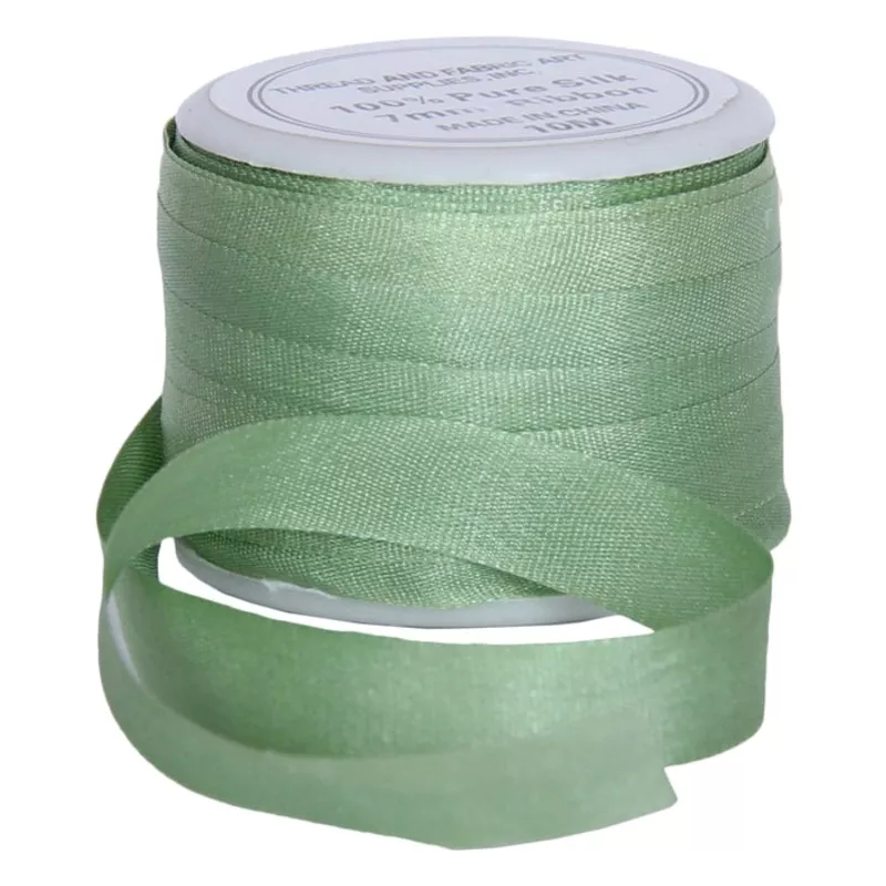 Silk Ribbon 7mm Nile Green x 10 Meters No. 240