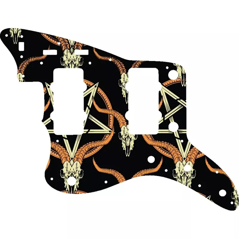 WD Custom Pickguard For Left Hand Fender Original USA Or USA Reissue Jazzmaster #GOC01 Occult Goat Skull & Pentagram Graphic